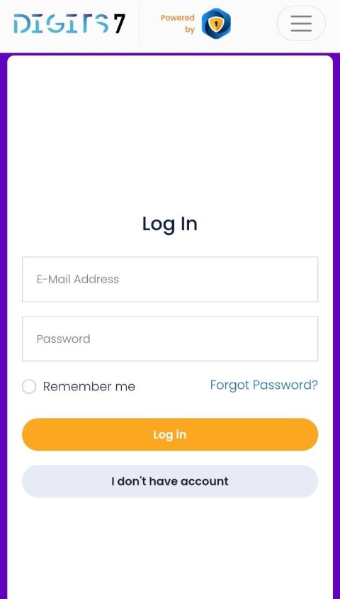 Inicia sesión en tu cuenta de Digits7 Casino desde el móvil con correo electrónico y contraseña