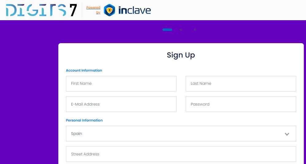 Regístrate en Digits7 Casino completando el formulario con tus datos personales
